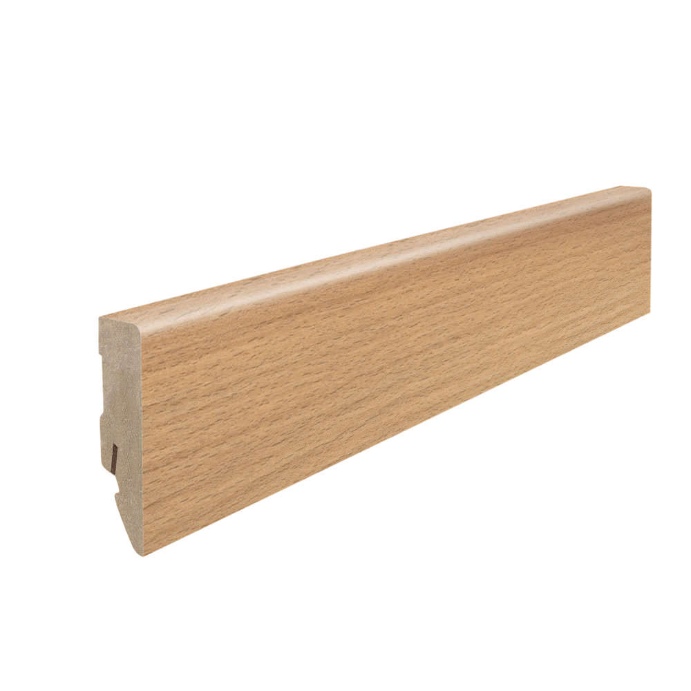 Stick on skirting 16 x 58 mm cube 2,2 m MDF core, lam. cover Beech*