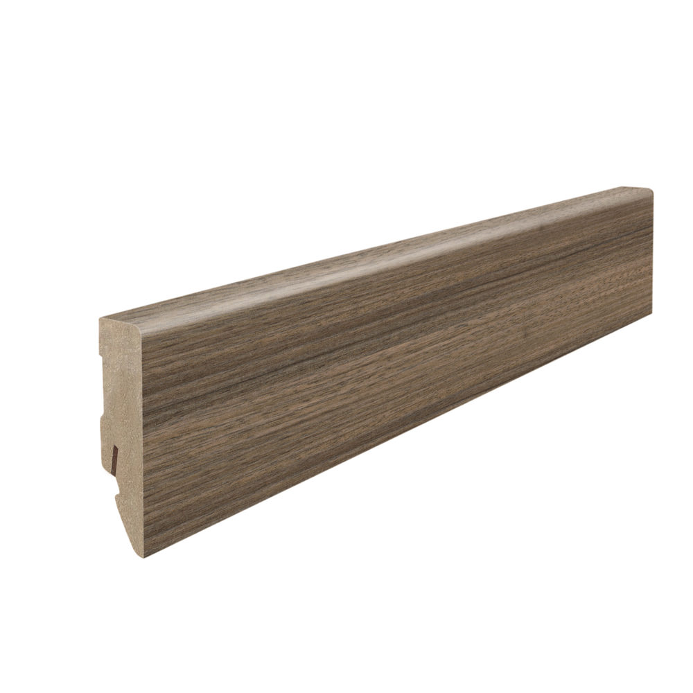 Stick on skirting 16 x 58 mm cube 2,2 m MDF core, lam. cover Walnut*