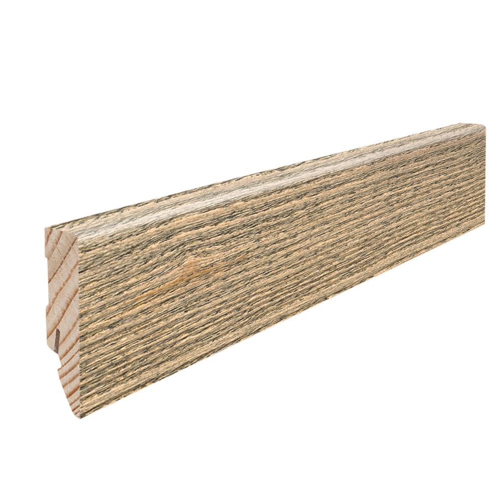Zócalo insert., núcleo de madera maciza 16 x 58 mm cubo 2,2 m, chapado con tratamiento al aceite Fresno gris tabaco