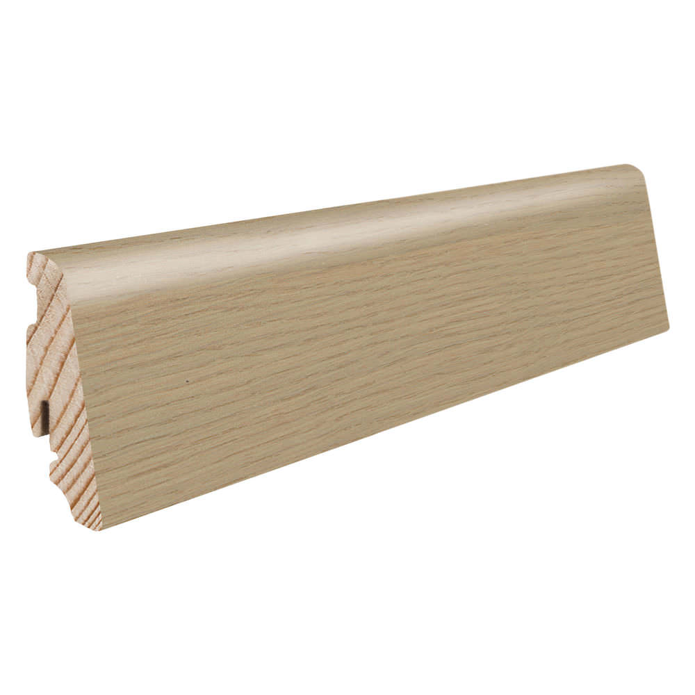 Skirting with solid wood core 19 x 58 mm 2,2 m veneered oiled Oak Light White