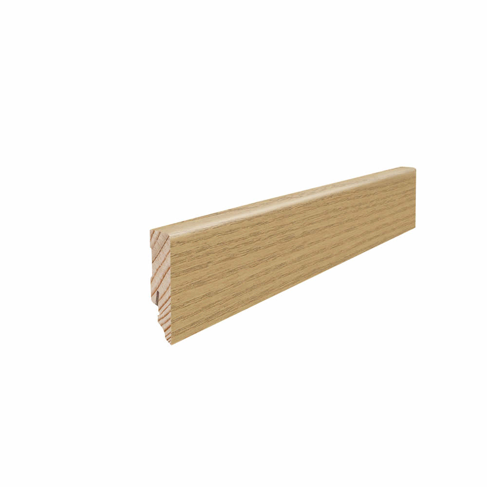 Skirting with solid wood core 16 x 58 mm cube 2,2 m veneered oiled Oak Invisible