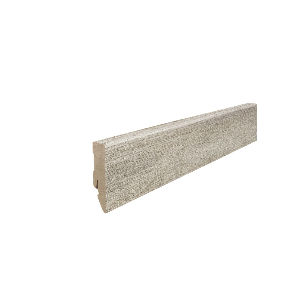 Stick on skirting 16 x 58 mm 2,2 m MDF core, lam. cover Oak Cardiff White*