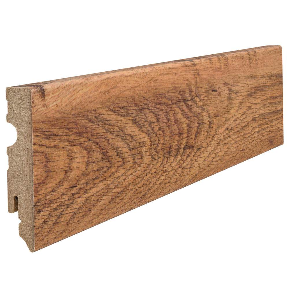 Stick on skirting 15 x 80 mm cube 2,2 m MDF core, lam. cover Vintage Oak*