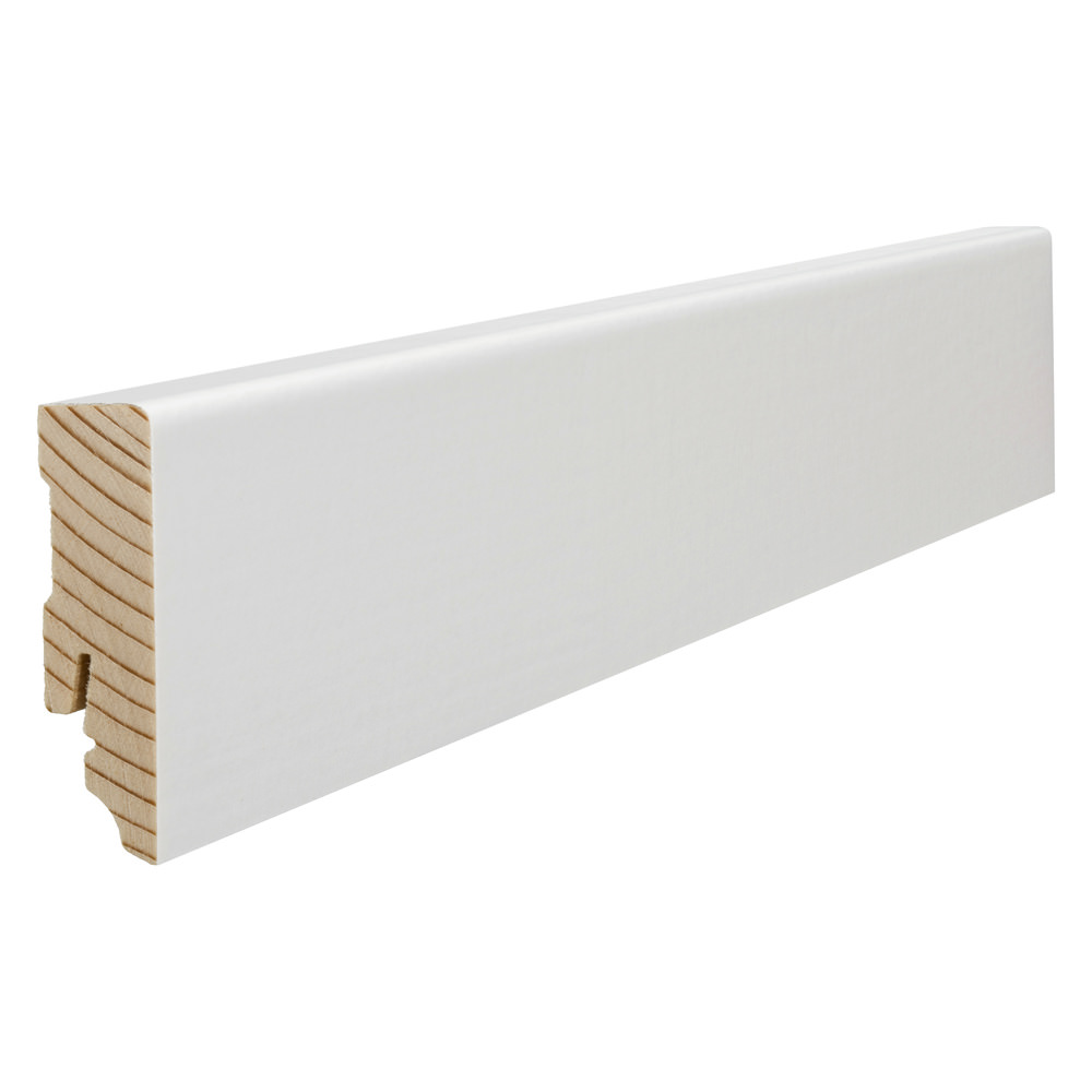 Stick on skirting 16 x 58 mm cube 2,2 m lam. cover water resistant white